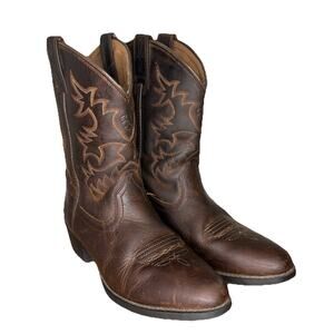 Ariat Kid's 3 Cowboy Boots Brown Leather Western Almond Toe Girls Boys Youth